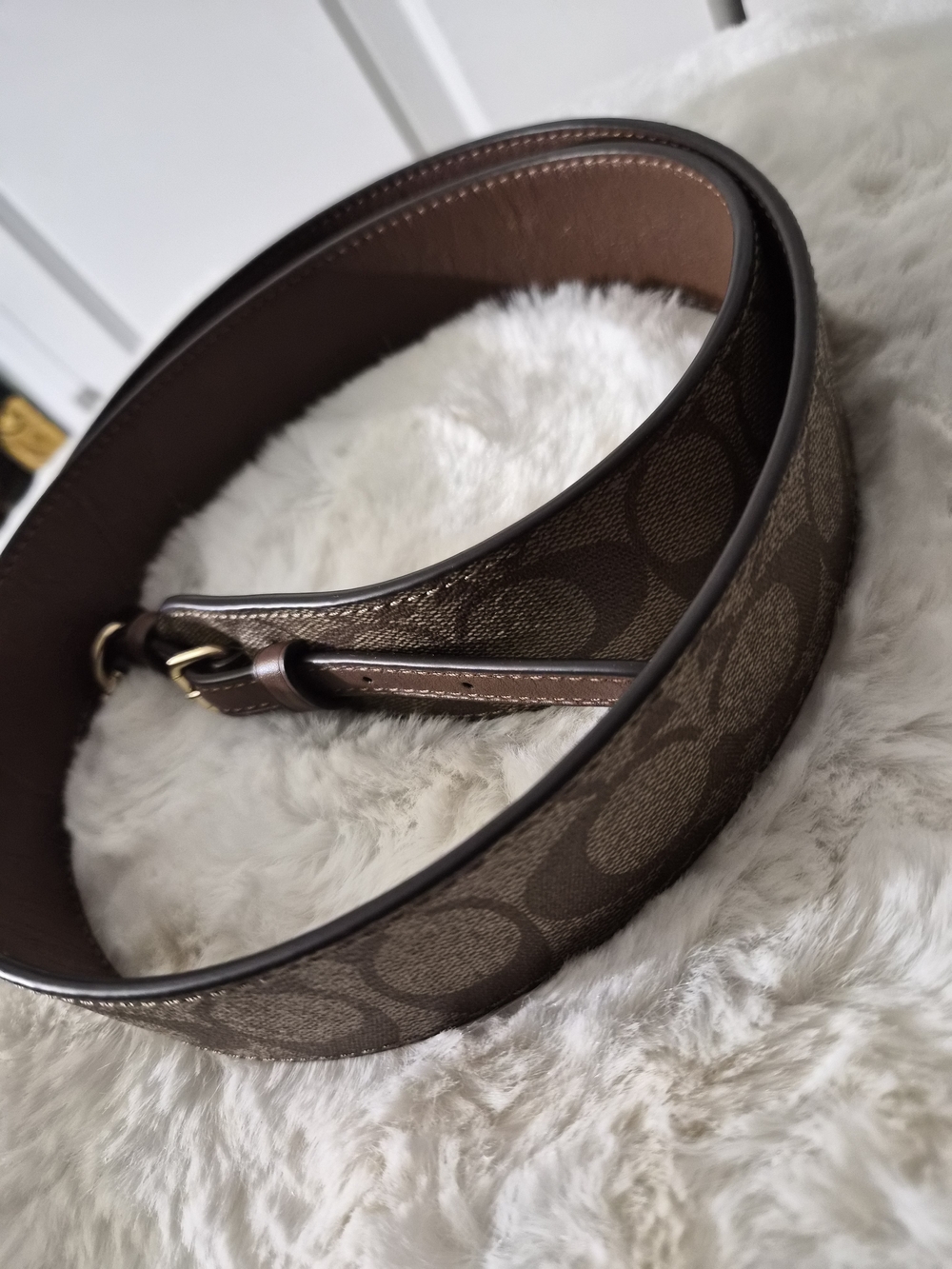 COACH Brown Signature Canvas Bag Strap - Picture 4 of 9